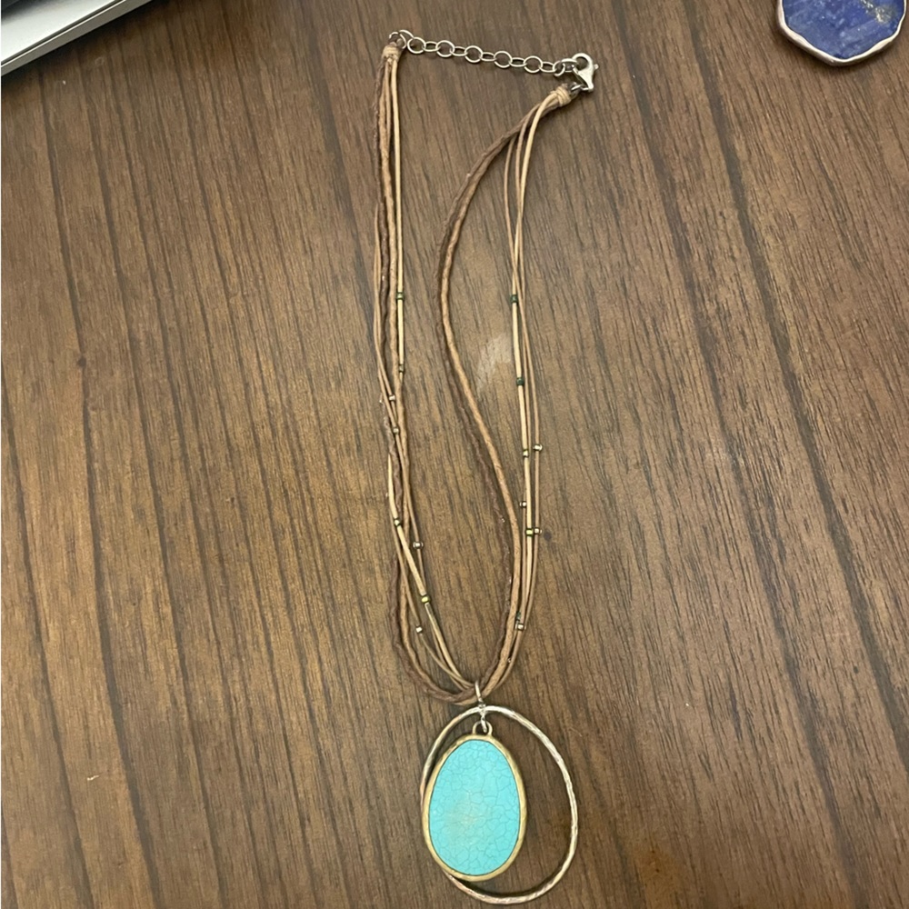 Silpada leather cord and turquoise pendent